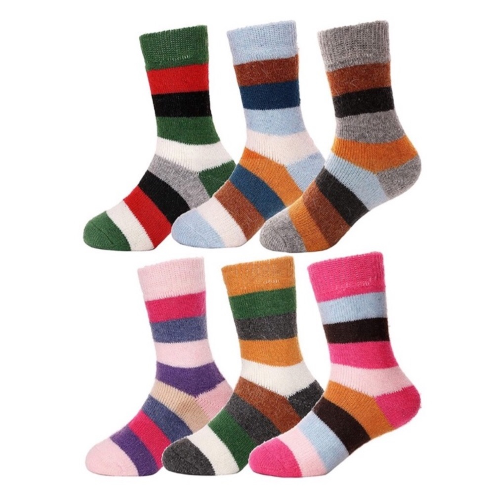 6 Pairs Wool Socks Thick Warm Thermal Kids